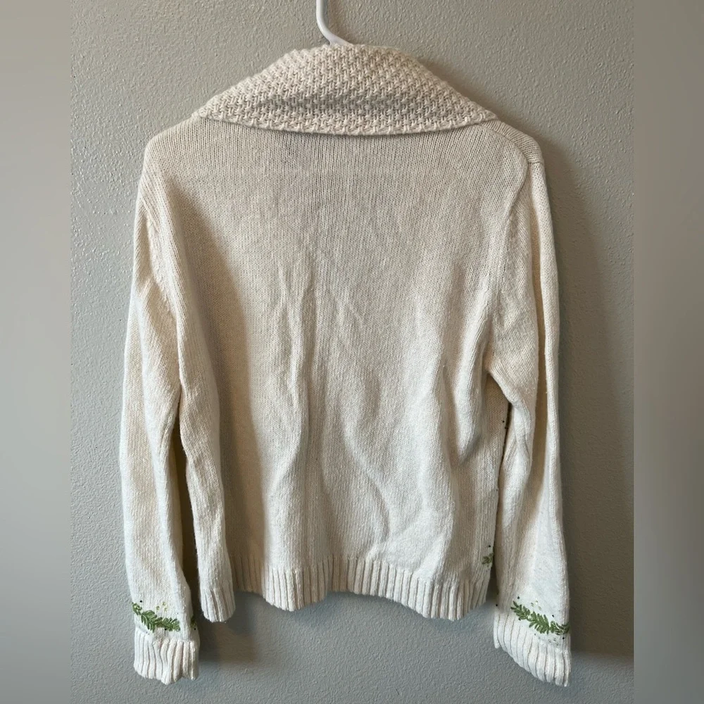 Vintage Northcrest Shawl Collar Embroidered Beaded Trees Zip Up Sweater Grandma - Picture 6 of 6